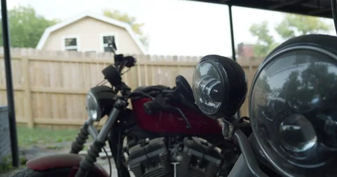Motorcycles Parked Outside Stock Footage 201136265
