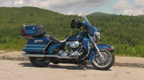 Motorcycles Parked at an Overlook on the Blue Ridge Parkway Video stock 12755232