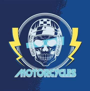 Motorcycles patch with skull Stock Illustration