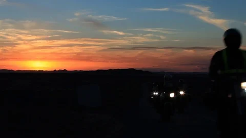 Motorcycles riding at sunset 스톡 동영상 105222230