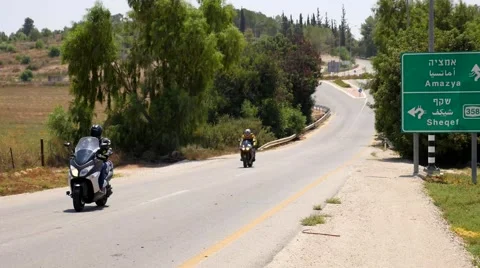Motorcycles  at  Rural road Video stock 40909520
