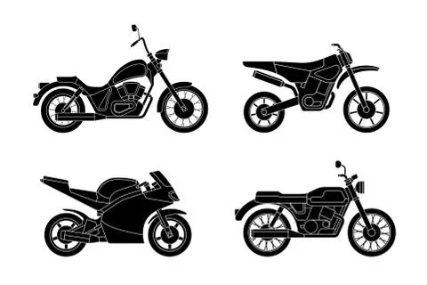 Motorcycles silhouettes set. Stock Illustration