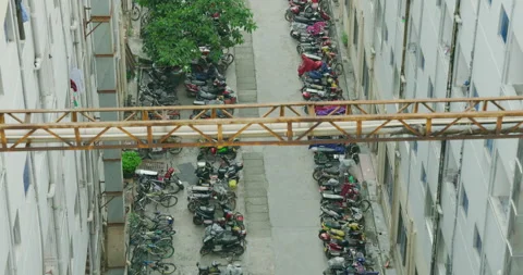 Motorcycles on street, Shenzen, China Stock Footage