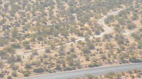Motorcyclist in the desert Stock Footage 9538245