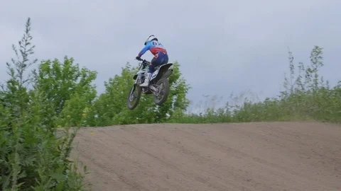 Motorcyclist at the European Championship in motocross in Russia. FHD stock f Stock Footage