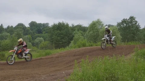 Motorcyclist at the European Championship in motocross in Russia. FHD stock f Stock Footage