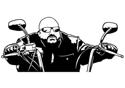 Motorcyclist Front View Stock Illustration