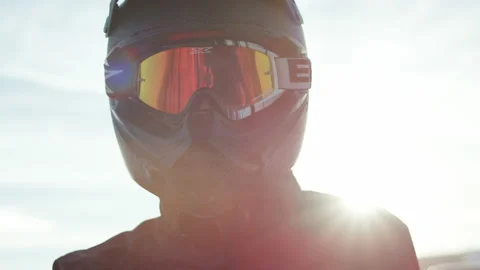 Motorcyclist Headshot in Slow Motion Stock Footage 184236992