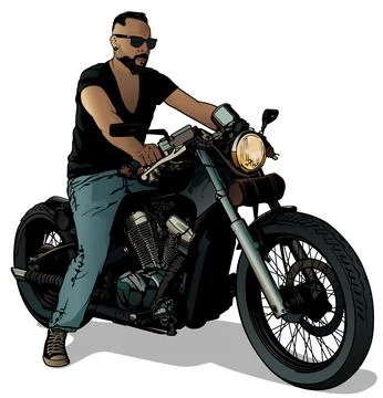 Motorcyclist on Motorcycle Stock Illustration