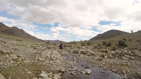 Motorcyclist in mountains Video stock 78226080