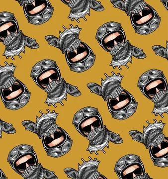 Motorcyclist pattern on black background Stock Illustration