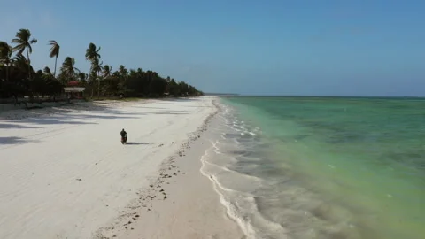 Motorcyclist rides on Beach Vidéo 308593460