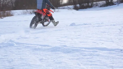 Motorcyclist rides on the ice. Stock Footage 104568796