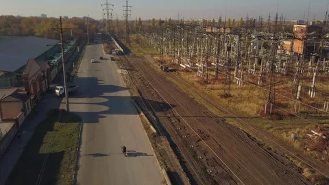 Motorcyclist on the road Stock Footage 97584776