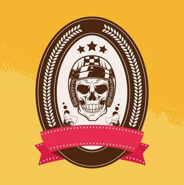Motorcyclist skull emblem patch Stock Illustration