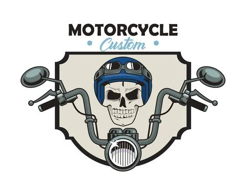 Motorcyclist skull patch Stock Illustration