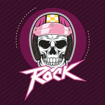 Motorcyclist skull rock patch Stock Illustration