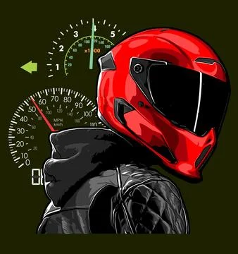 Motorcyclist with speedometer background Stock Illustration