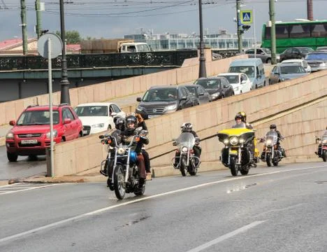 Motorcyclists in motion. Stock Photos