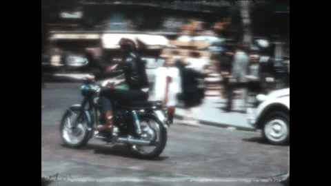 Motorcyclists in Paris 1968 Stock Footage 263702263