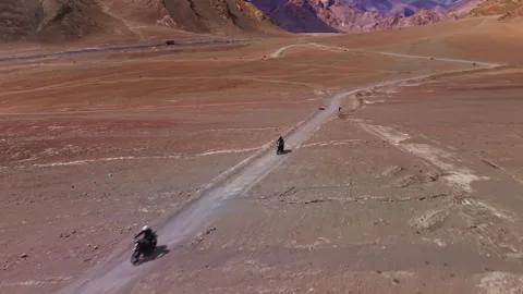 Motorcyclists Ride Through the Desert Stock Footage 292277862