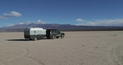 Motorhome, Caravan with van at mud 스톡 동영상 98190739
