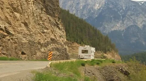 Motorhome on mountain road Stock Footage 10750918