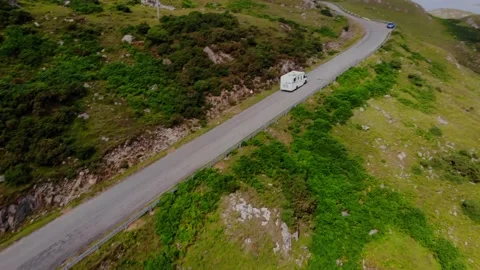 Motorhome on side of a mountain Stock Footage 158834166
