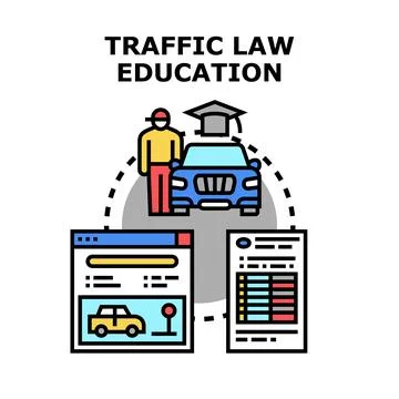 Motorist learning road rules and driving instructions Stock Illustration