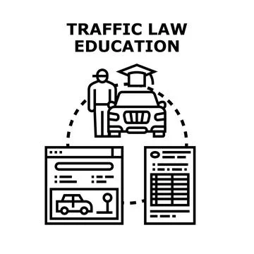 Motorist learning road rules and driving instructions Stock Illustration