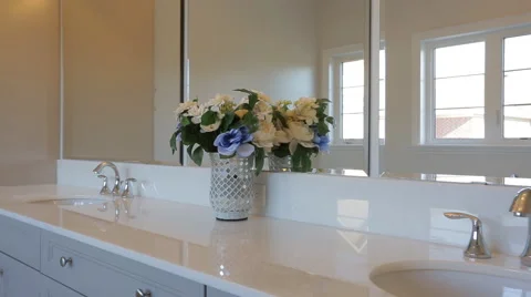 Motorized dolly shot of bathroom interior Stock Footage