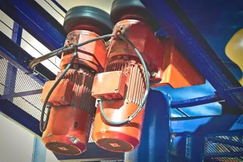Motorized Drive Unit of Roller Coaster at Amusement Park Foto stock