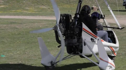 The motorized hang glider preparing for take-off Stock Footage 61752821