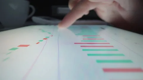 Motorized macro moving shot of analyzing stock market data Stock Footage 141635288
