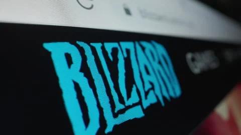 Motorized moving shot of Blizzard logo on its website Stock Footage 169620331