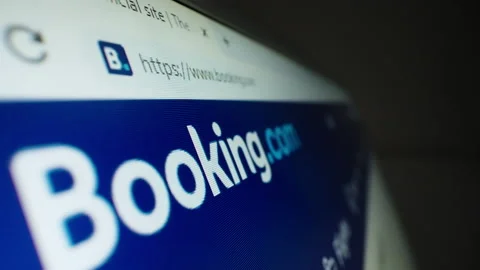 Motorized moving shot of Booking.com logo on its website Stock Footage 150987103