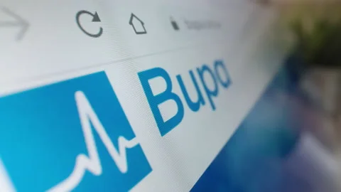 Motorized moving shot of Bupa logo on its website Stock Footage 220394586