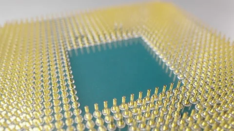 Motorized moving shot of computer processor cpu Stock Footage 168860977