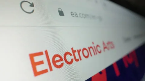 Motorized moving shot of Electronic Arts logo on its website Stock Footage 169671026