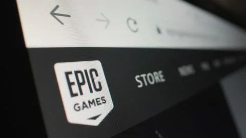 Motorized moving shot of Epic Games logo on its website Video stock 169828657