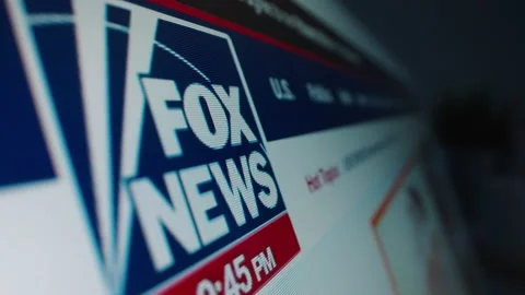 Motorized moving shot of Fox News logo on its website Stock Footage