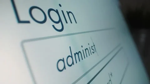 Motorized moving shot of logging in as administrator Stock Footage 197394006