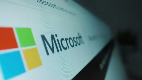 Motorized moving shot of Microsoft logo on its website Stock Footage 148700238