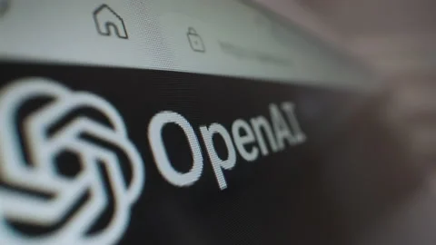 Motorized moving shot of OpenAI logo on its website Stock Footage 225626812