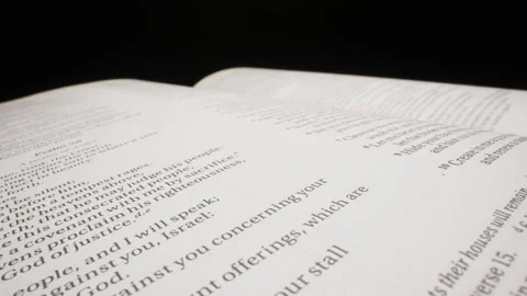 Motorized moving shot of the religious text in the Bible Stock Footage 150355910