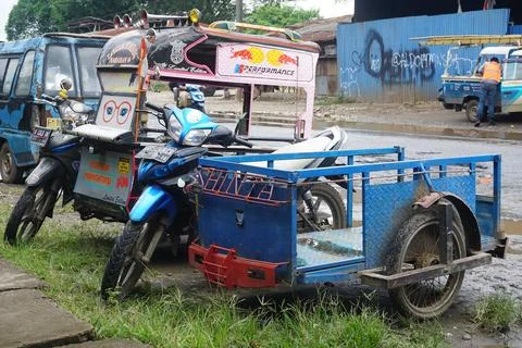 Motorized rickshaws or often called bentors are vehicles modified to transp.. Stock Photos