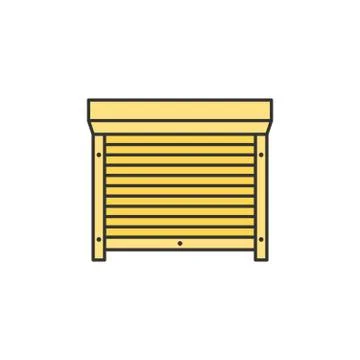 Motorized shutters, blinds colored thin line icon vector sign Stock Illustration