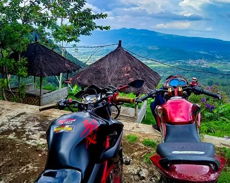 Motorized to the top of the mountain Foto stock