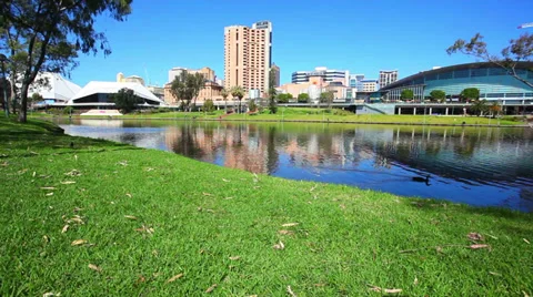 Motorized vertical dolly shot of Adelaide city Stock Footage 36275270