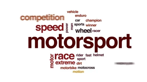 Motorsport animated word cloud, text design animation. Stock Footage